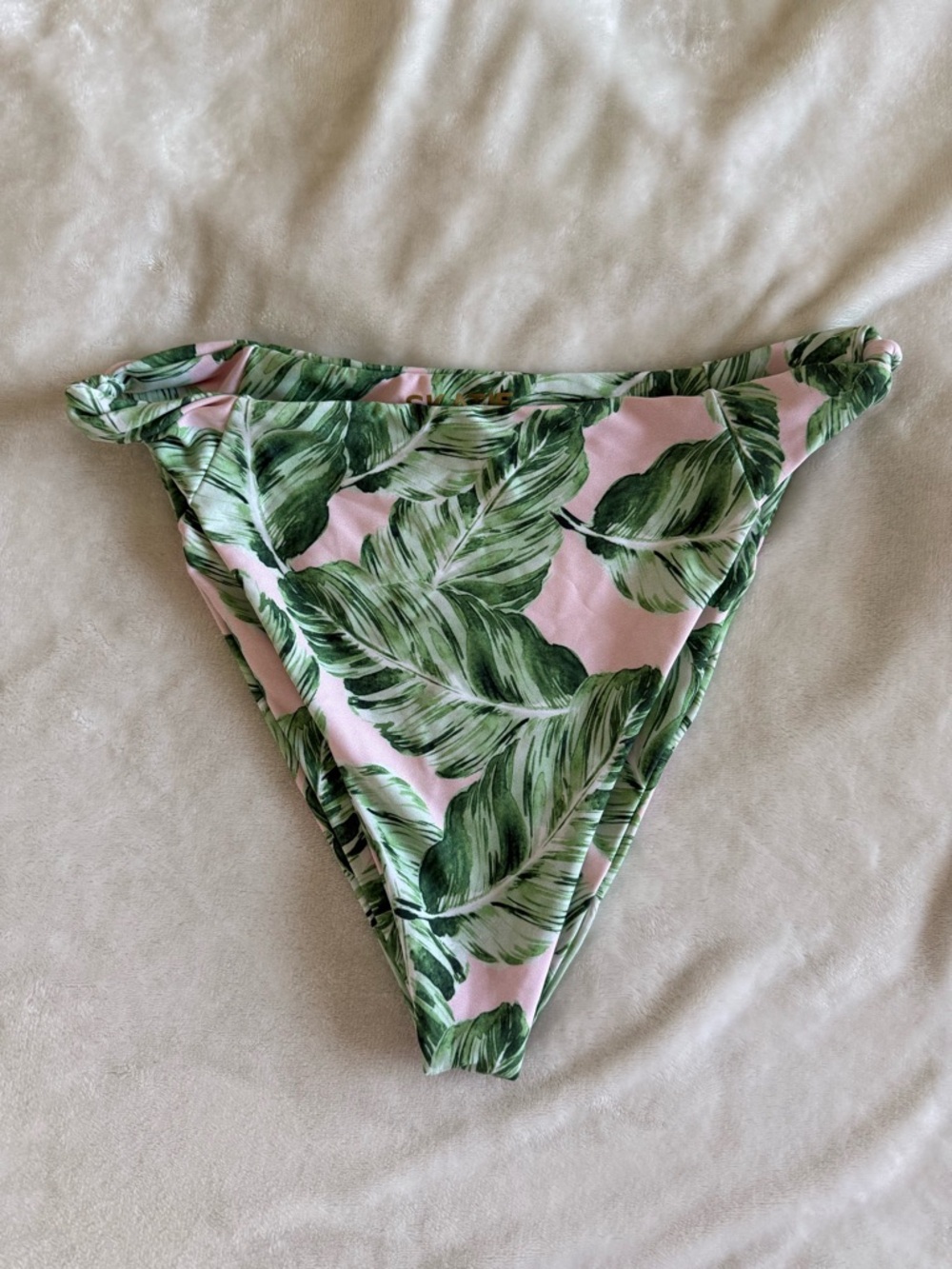 Skatie Pink & Green Tropical Leaf Bikini Bottom